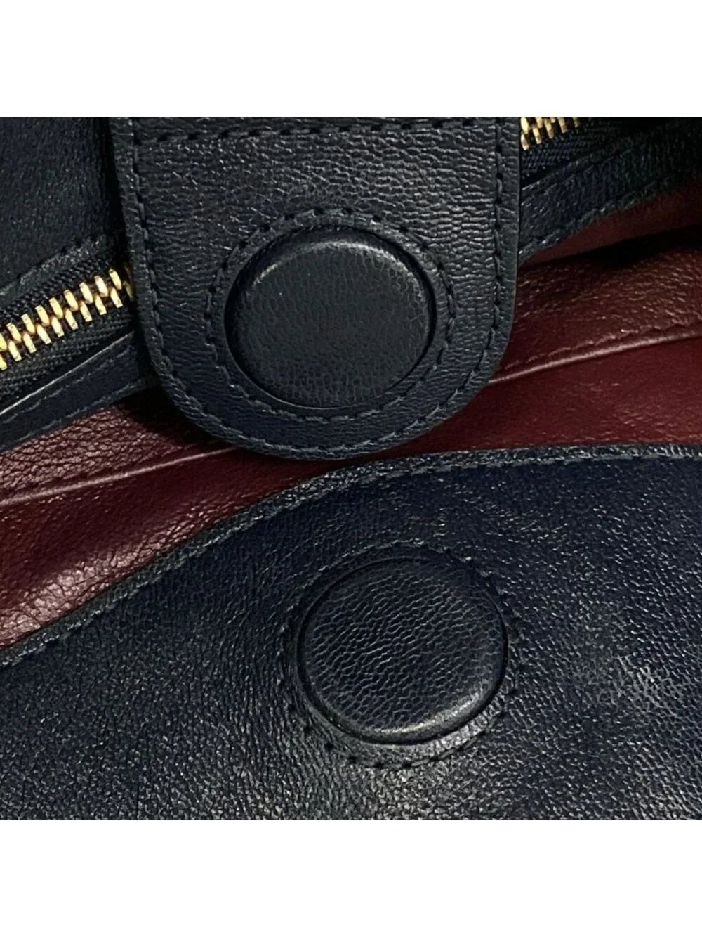 Gucci Tote Bag Horsebit Beige Dark Navy Leather
